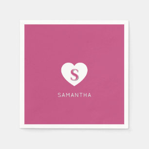 Fushcia Rose Rosa Monogramm Serviette