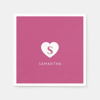 Fushcia Rose Rosa Monogramm Serviette