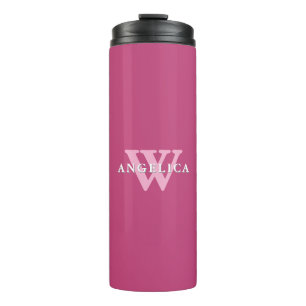 Fushcia Rose Rosa Monogramm Thermosbecher