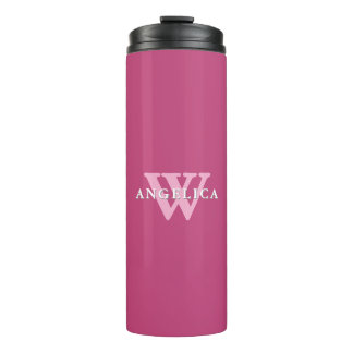Fushcia Rose Rosa Monogramm Thermosbecher
