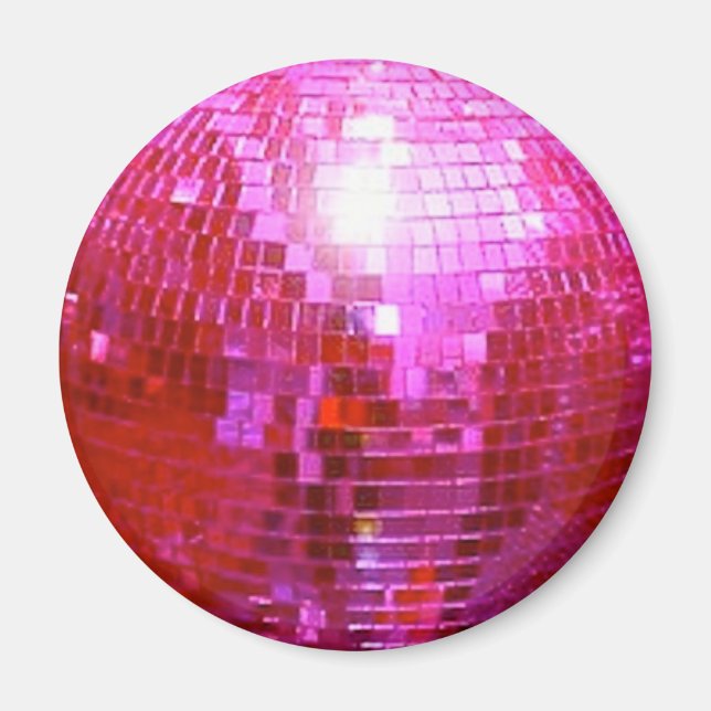 FUSHIA DISCO BALL DANCE PARTY MAGNET (Vorne)