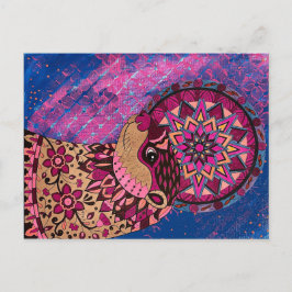 Fushia Floral Otter Postkarte