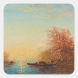 Fusine, Environments de Venise - Félix Ziem Quadratischer Aufkleber