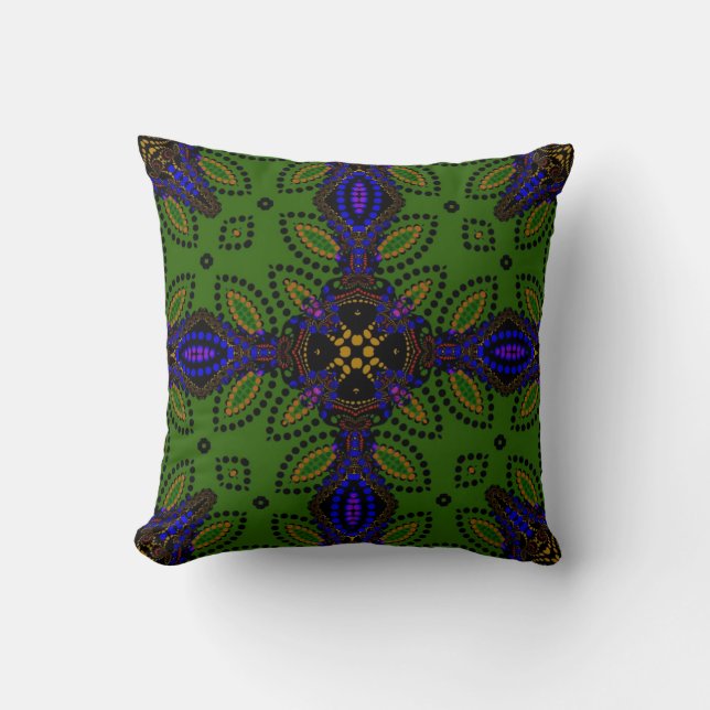 Fusion Art Green+Indigo Muster Kissen (Vorderseite)