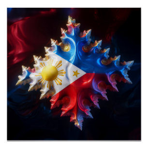Fusion der philippinischen Flagge und des Mandelbr Poster