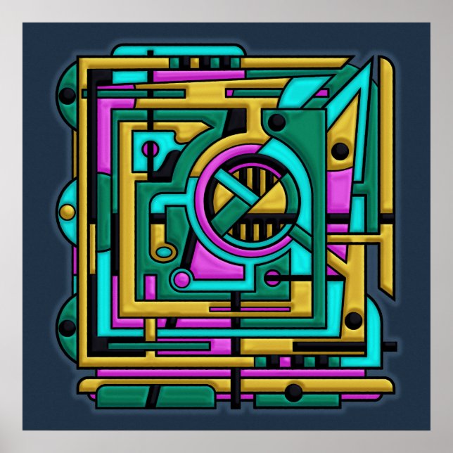 Fusion géométrique Art Déco Cyberpunk (Devant)