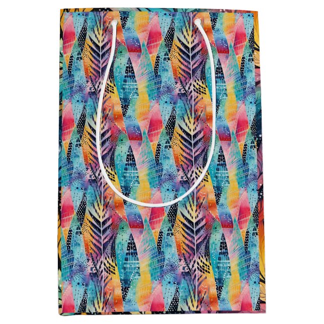 Fusion Harmonie: Farbenfrohe Wasserfarbe Batik Shi Mittlere Geschenktüte (Vorderseite)