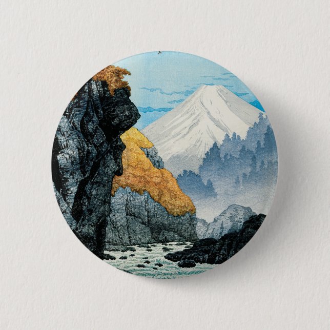 Fuß des Mount Ashitaka (1932) von Hiroaki Takahash Button (Vorderseite)