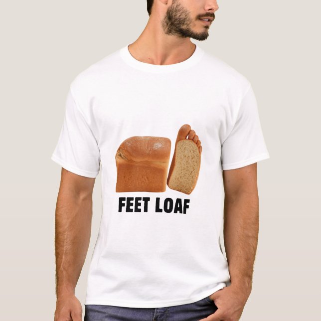 Fuß Laib Design Logo Brainrot Brot Schwarz Text T-Shirt (Vorderseite)