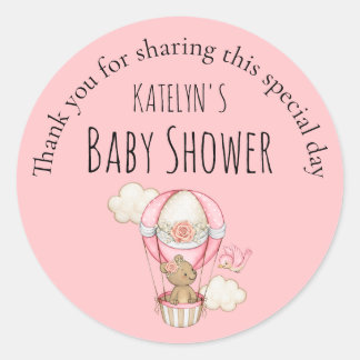 Fußabdruck Baby Mädchen Baby-Party Rosa Runder Aufkleber