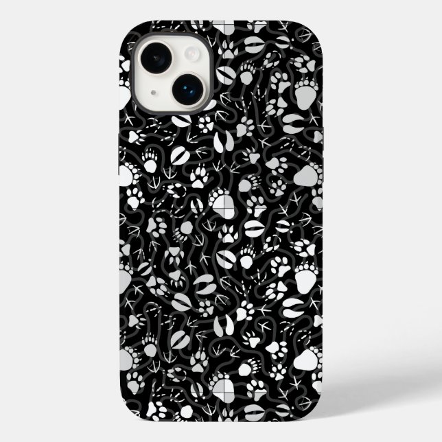 Fußabdrücke 01b. Black BG Case-Mate iPhone 14 Plus Hülle (Rückseite)