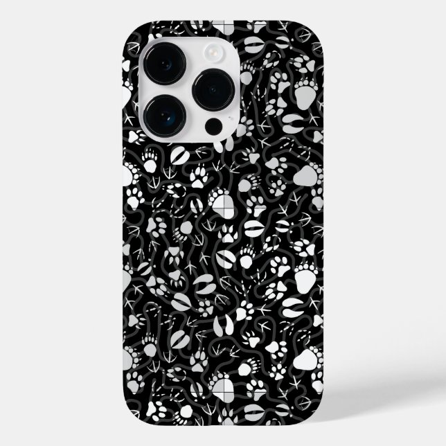 Fußabdrücke 01b. Black BG Case-Mate iPhone 14 Pro Hülle (Rückseite)