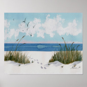 Fußabdrücke auf der Beach Print Poster