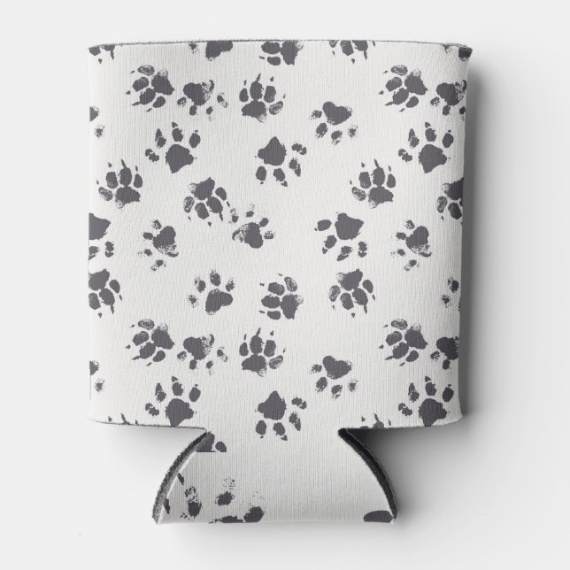 Fußabdrücke einfügen: Hund Monochrom Nahtlos. Dosenkühler (Vorderseite)