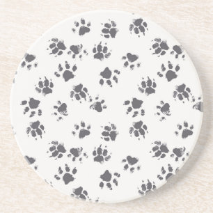 Fußabdrücke einfügen: Hund Monochrom Nahtlos. Getränkeuntersetzer