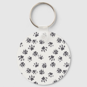 Fußabdrücke einfügen: Hund Monochrom Nahtlos. Schlüsselanhänger