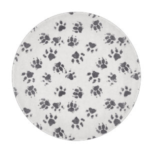 Fußabdrücke einfügen: Hund Monochrom Nahtlos. Schneidebrett