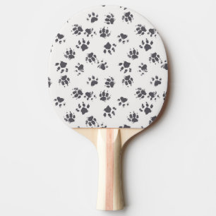 Fußabdrücke einfügen: Hund Monochrom Nahtlos. Tischtennis Schläger