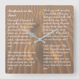 Fußabdrücke im Sand Inspirational Gedicht Quadratische Wanduhr
