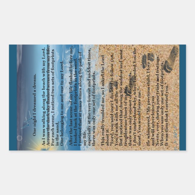 Fußabdrücke im Sand Rechteckiger Aufkleber (Vorderseite)