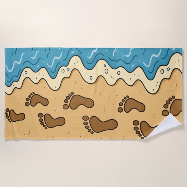 Fußabdrücke im Sand Strandtuch (Vorderseite)