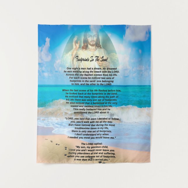 Fußabdrücke im Sand Wandteppich (Vorderseite)