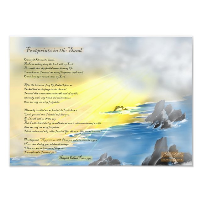 Fußabdrücke im sandfarbenen Foto (Vorne)