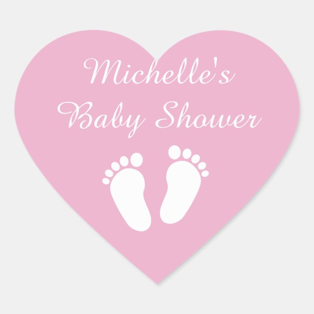 Fußabdrücke in rosa Herzform Babyduschkleber Herz-Aufkleber (Vorderseite)