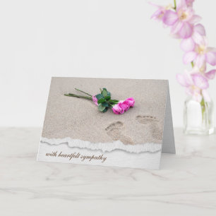 Fußabdrücke in Rose von Sand und Beileid Karte