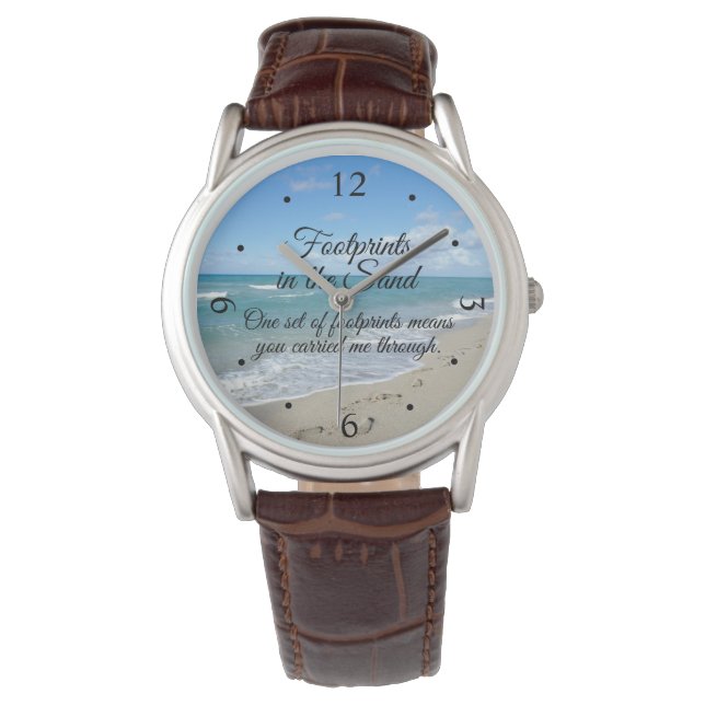 Fußabdrücke in Sand Inspirational Christlich Armbanduhr (Vorderseite)