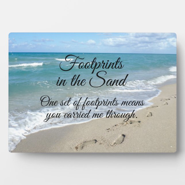 Fußabdrücke in Sand Inspirational Christlich Fotoplatte (Vorderseite)