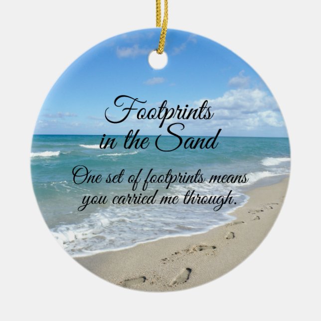 Fußabdrücke in Sand Inspirational Christlich Keramik Ornament (Vorne)