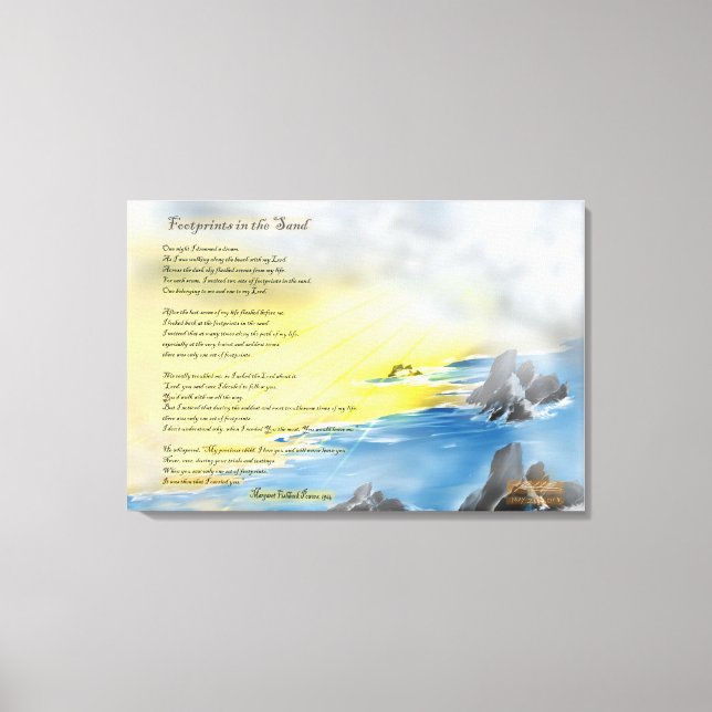 Fußabdrücke in Sandmalerei Leinwanddruck (Vorderseite)