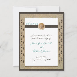 Fußabdrücke Save the Date im Sand