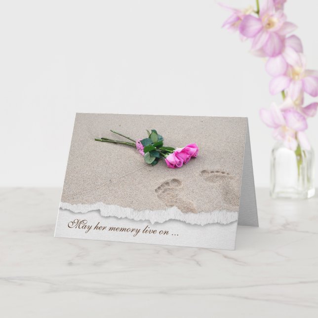 Fußabdrücke und Rose auf Sand Karte (Orchidee)