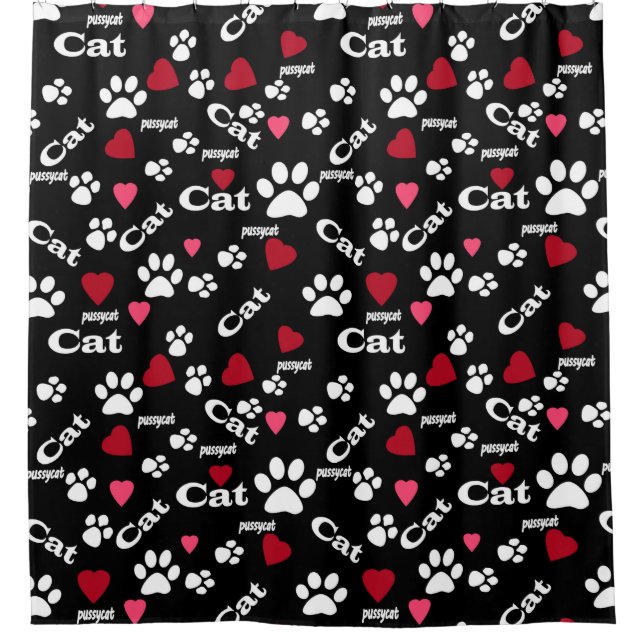 Fußabdrücke von Katzen Duschvorhang (Vorderseite)