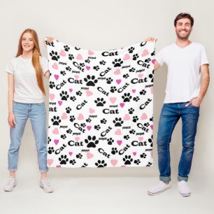 Fußabdrücke von Katzen Fleecedecke