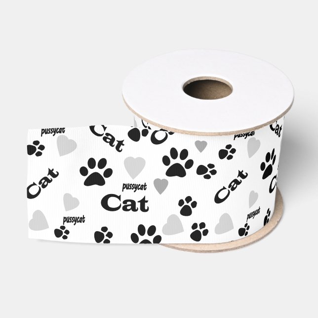 Fußabdrücke von Katzen Grosgrain Ripsband (Spule)
