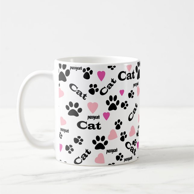 Fußabdrücke von Katzen Kaffeetasse (Links)