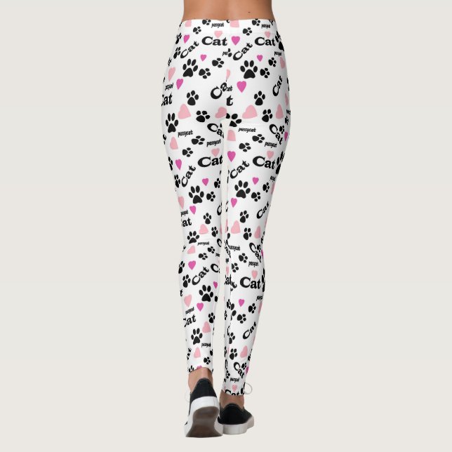 Fußabdrücke von Katzen Leggings (Rückseite)