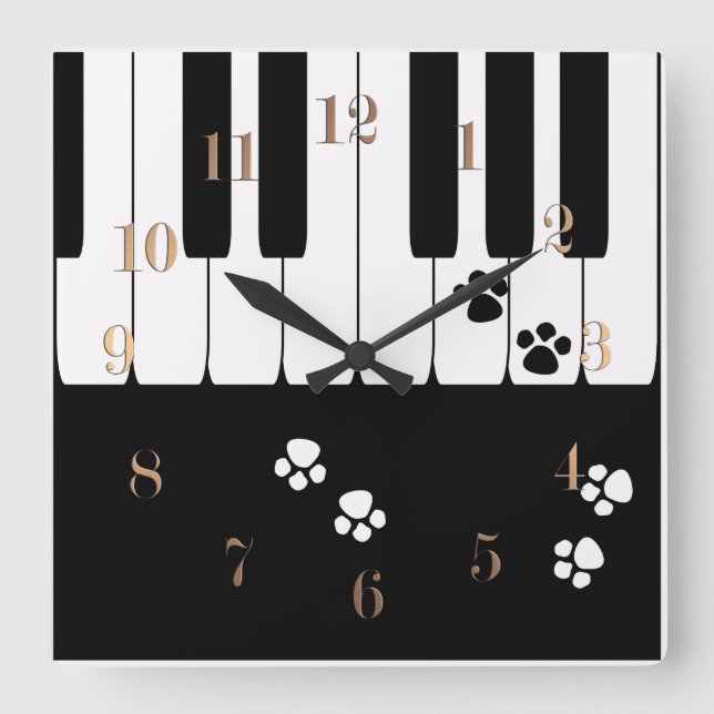 Fußabdrücke von Katzen Quadratische Wanduhr (Vorderseite)