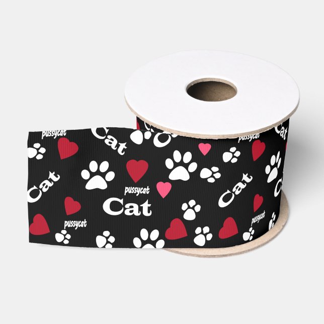 Fußabdrücke von Katzen Ripsband (Spule)