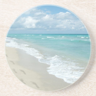 Fußabdrücke von White Sandy Beach, Landschaftlic Untersetzer