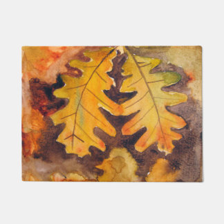 Fußabtreter mit Aquarell der herbstlichen Blätter