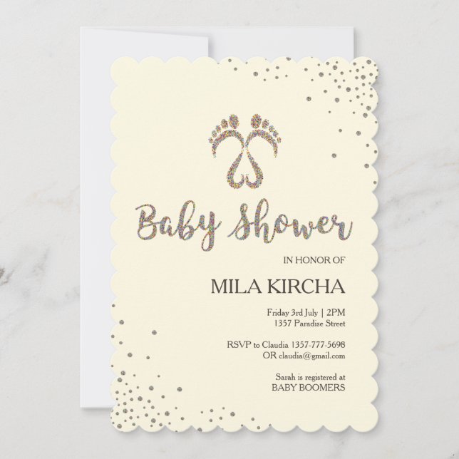 Fußbäder mit Babydusche Einladung (Vorderseite)