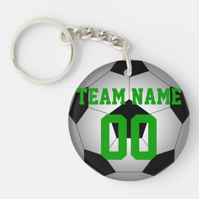 Fußbalball-Teamnamenzahl personalisiert Schlüsselanhänger (Vorderseite)