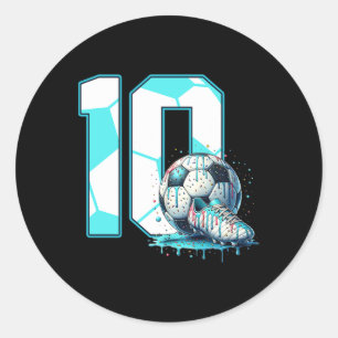 Fußball 10. Geburtstag 10 Jahre alte Eis Drip Bd Runder Aufkleber