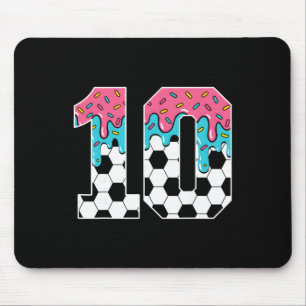 Fußball 10 Jahre alte Eiscreme-Tropfen Jugend 10. Mousepad