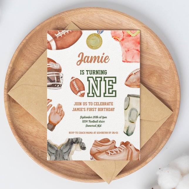 Fußball 1. Geburtstag Boys Wasserfarbe Einladung (Von Creator hochgeladen)