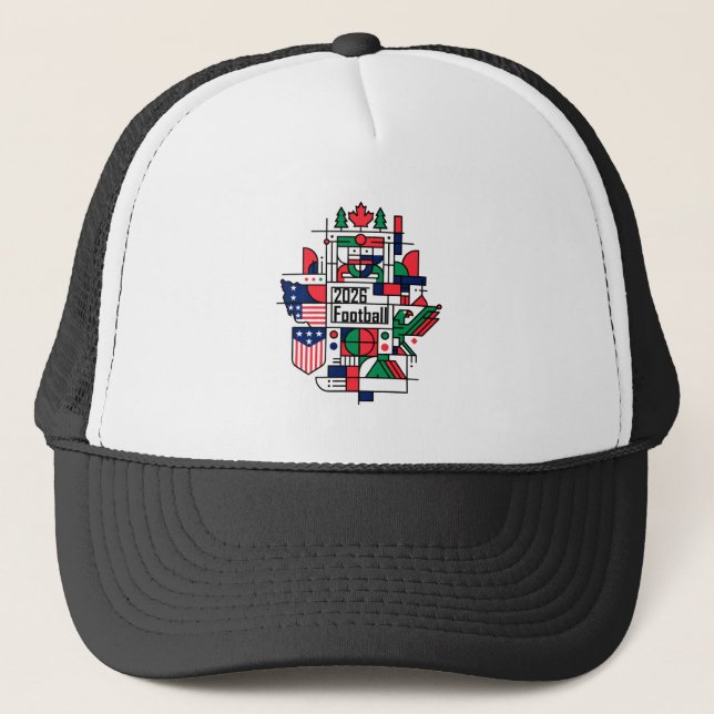 Fußball 2026 USA, Kanada, Mexiko Fußball Art Truckerkappe (Vorderseite)